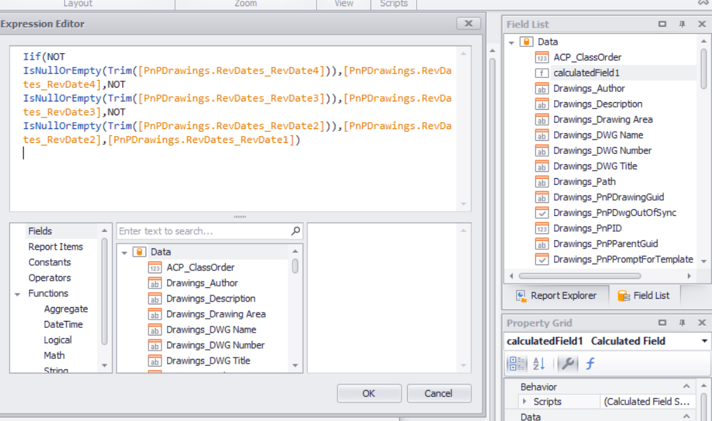 Plant 3D Report Creator using custom drawing properties in a report